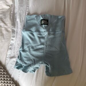 Daily Drills Ribbed Shortie Shorts in Surf